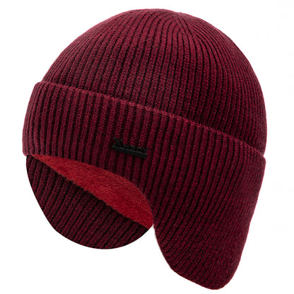 Men Winter Hat New, Soft Beanie Hat for Male, Fleece Warm Earflap Cap, Outdoor Thicken Ski Sports Knitted Hat