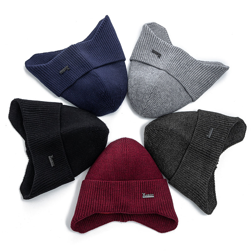 Men Winter Hat New, Soft Beanie Hat for Male, Fleece Warm Earflap Cap, Outdoor Thicken Ski Sports Knitted Hat