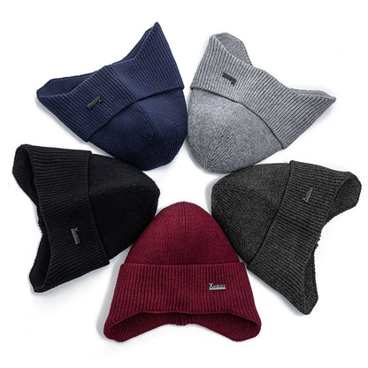 Men Winter Hat New, Soft Beanie Hat for Male, Fleece Warm Earflap Cap, Outdoor Thicken Ski Sports Knitted Hat