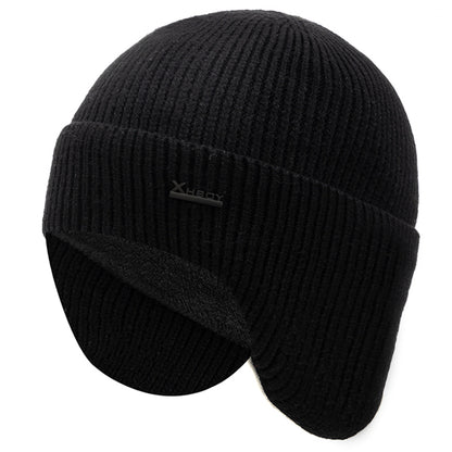Men Winter Hat New, Soft Beanie Hat for Male, Fleece Warm Earflap Cap, Outdoor Thicken Ski Sports Knitted Hat