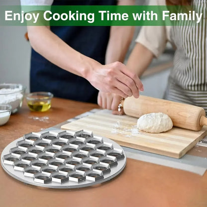 Metal Dumpling Maker, Pastry Press with Wooden Handle, Double Wheel Pasta Cutter, Ravioli Dumplings Kitchen Tool