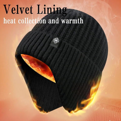 Faux Fur Lined Bomber Hats, Men Winter Knitted Hat, Outdoor Earmuff Casual Fashion, Plush Warmth Peaked Cap
