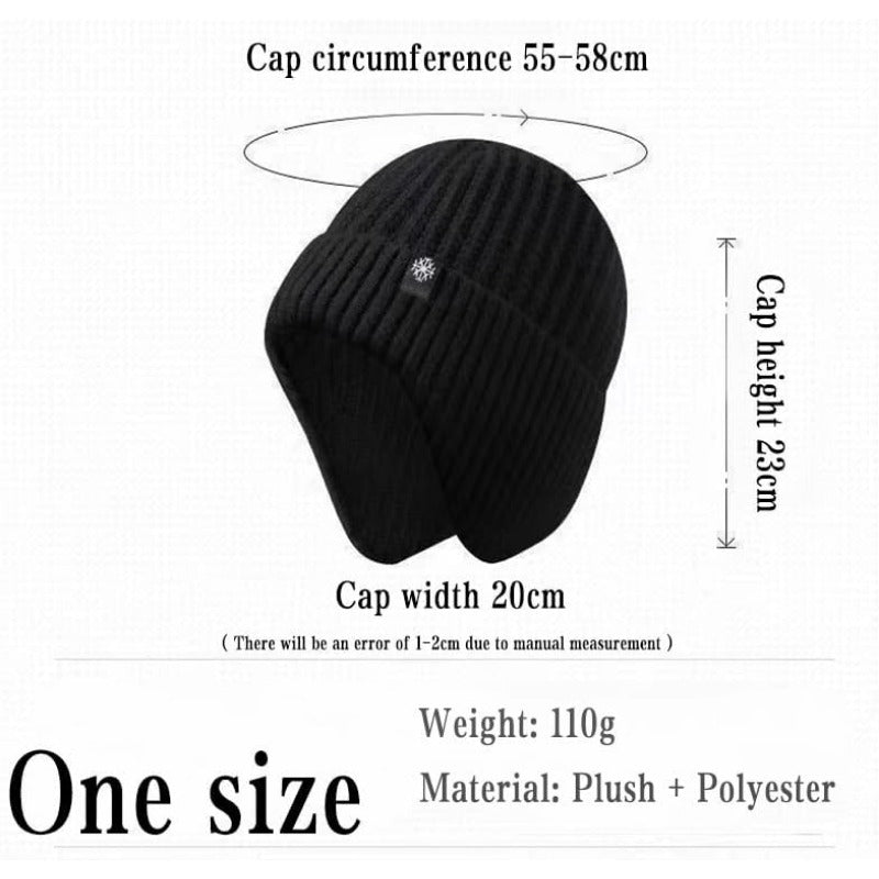 Faux Fur Lined Bomber Hats, Men Winter Knitted Hat, Outdoor Earmuff Casual Fashion, Plush Warmth Peaked Cap