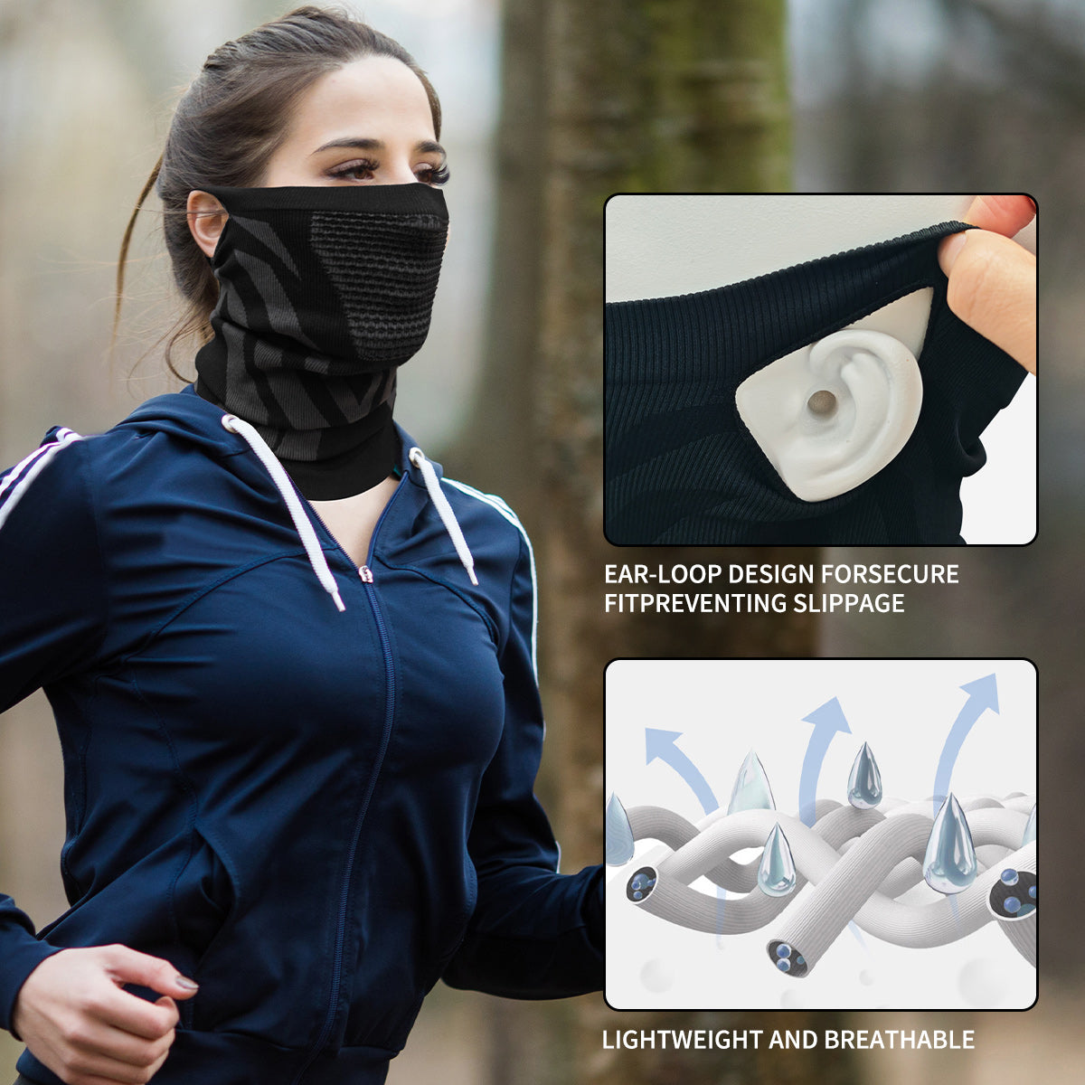 Balaclava Ear-Loops Anti-shedding, Winter Neck Warmer Gaiter, Windproof Face Mask for Ski Snowboard