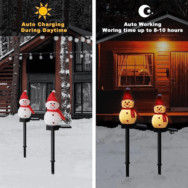 SolarFest Snowman Pathway Stake Lights Solar Powered Christmas Outdoor Lawn  Patio Decoration 1