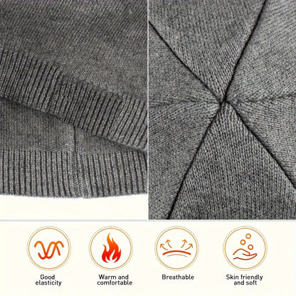 Unisex Soft Warm Winter Knitted Beanie Hat, Windproof Outdoor Sports Cap, Breathable Running, Hiking, Cycling