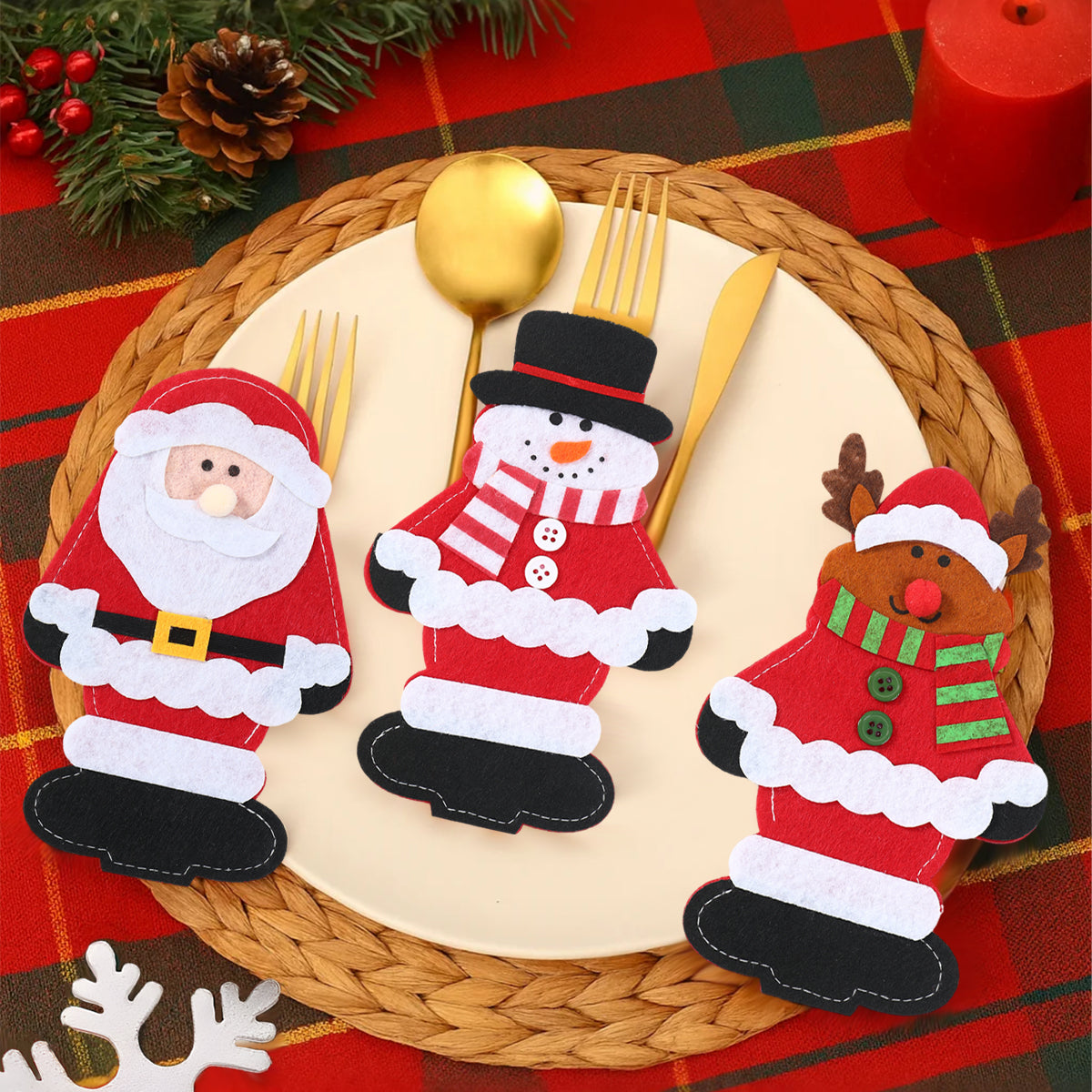Christmas Cutlery Holders, Xmas Ornaments, Merry Christmas Decoration for Home 2025, Navidad Natal New Year Gift