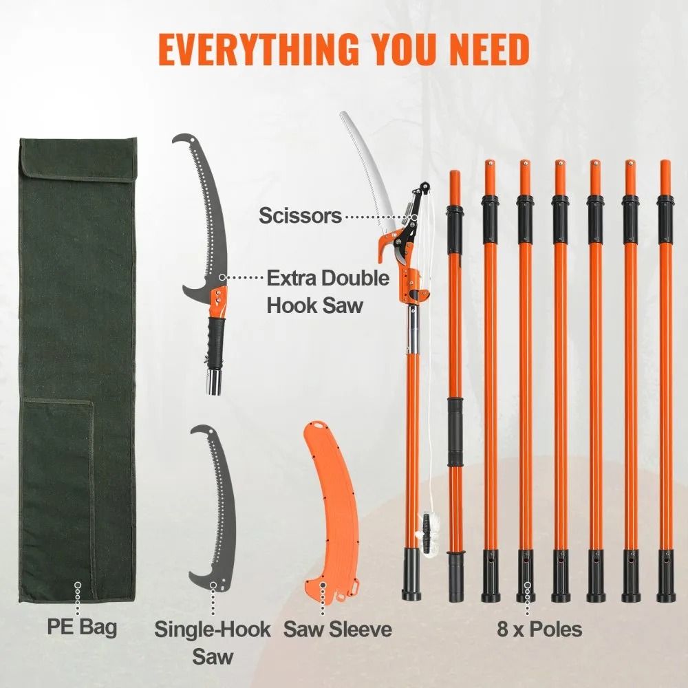 Extendable Tree Pruner Manual Pole Saw Sharp Steel Blade And Scissors For Pruning Palms And Shrubs 4