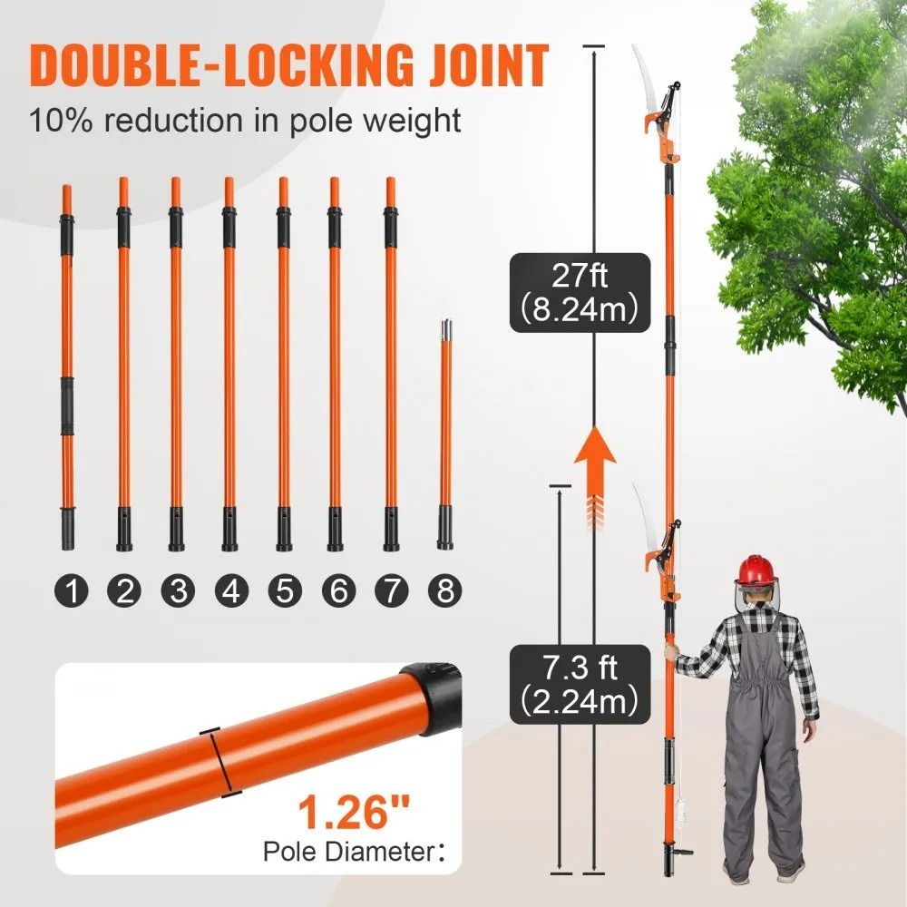 Extendable Tree Pruner Manual Pole Saw Sharp Steel Blade And Scissors For Pruning Palms And Shrubs 1