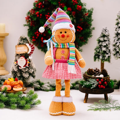 Christmas Decoration Polar Fluffy Cartoon Retractable Gingerbread Man Decorative Legs 4
