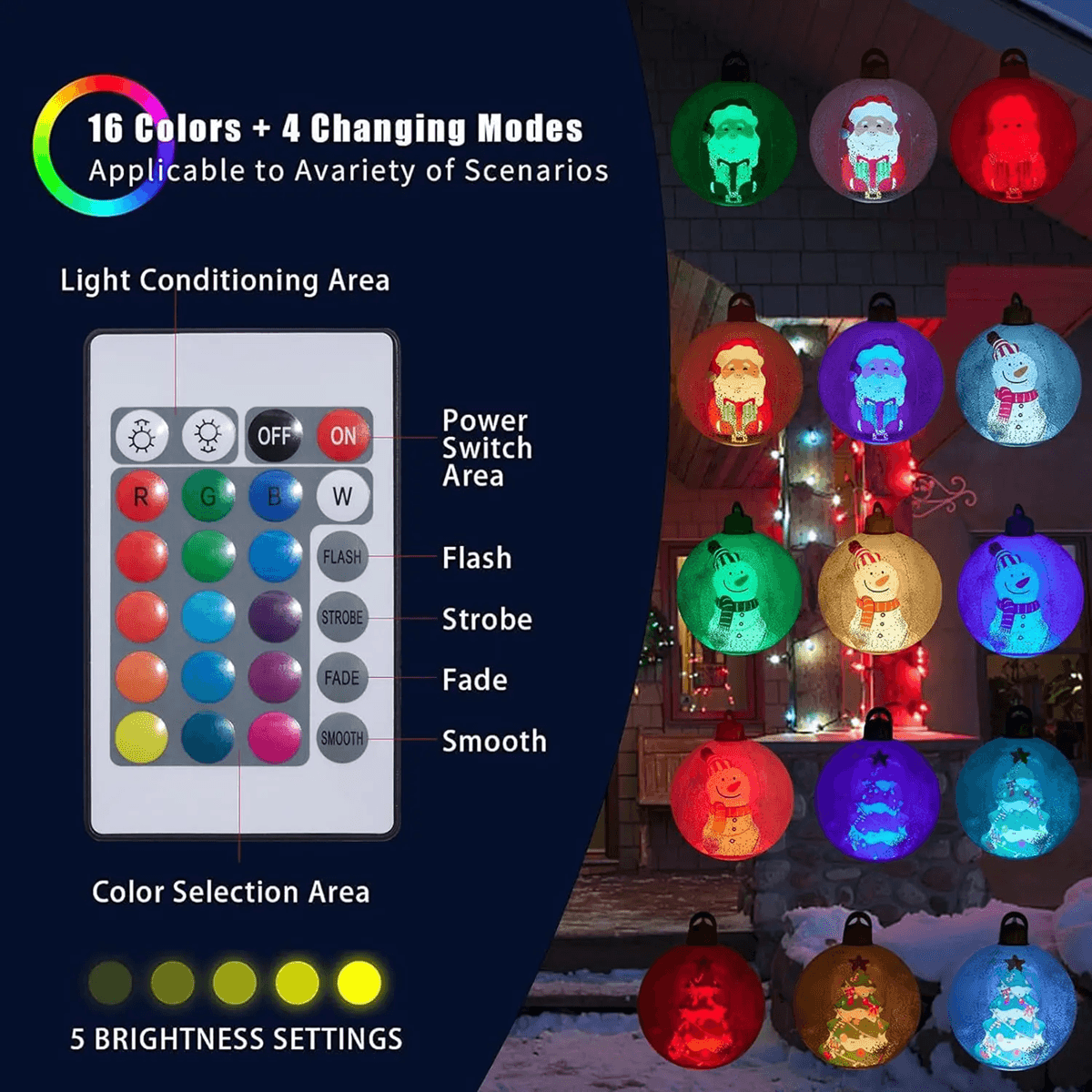GlowOrb 60 Cm Giant Inflatable Christmas Ball With LED Lights  Transparent Outdoor Ornament 1