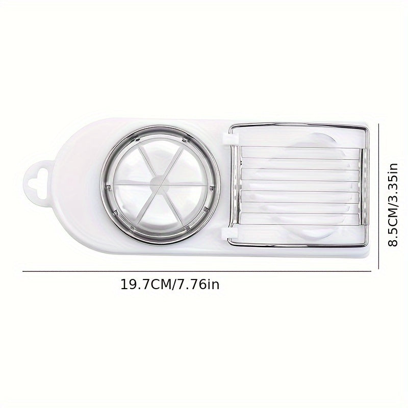 Multifunctional Egg Slicer, Stainless Steel Egg Cutter, Fancy Splitter, Two In One Kitchen Tool, Home Egg Cutting Gadget