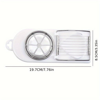 Multifunctional Egg Slicer, Stainless Steel Egg Cutter, Fancy Splitter, Two In One Kitchen Tool, Home Egg Cutting Gadget