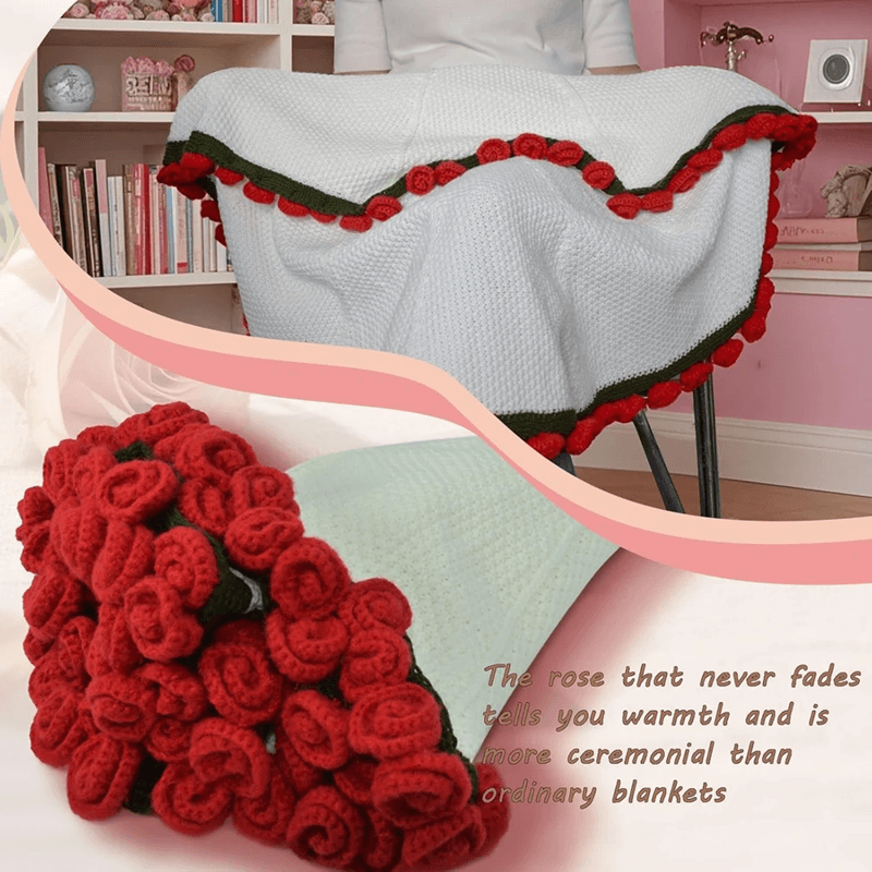 BloomNest Floral Bouquet Knitted Throw Blanket  Soft Lightweight Flower Pattern Home Decor 1