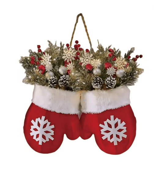 GloveBloom Christmas Floral Garland  Creative Glove Shaped Wreath For Door And Window Decor 4