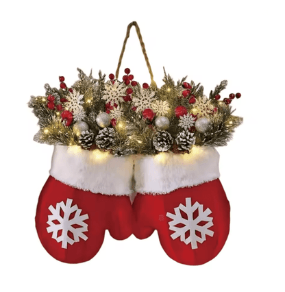 GloveBloom Christmas Floral Garland  Creative Glove Shaped Wreath For Door And Window Decor 3