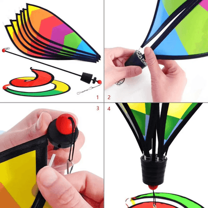 AeroTwist Hot Air Balloon Wind Spinner  Rainbow Hanging Garden Windmill Decor 3