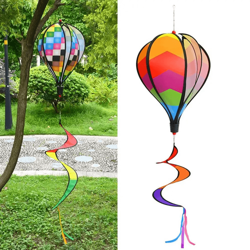 AeroTwist Hot Air Balloon Wind Spinner  Rainbow Hanging Garden Windmill Decor 1
