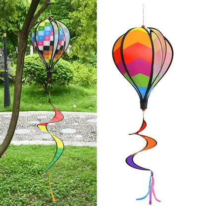 AeroTwist Hot Air Balloon Wind Spinner  Rainbow Hanging Garden Windmill Decor 1