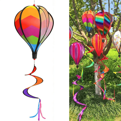 AeroTwist Hot Air Balloon Wind Spinner – Rainbow Hanging Garden Windmill Decor