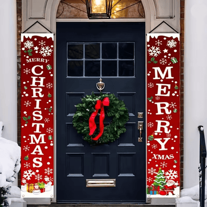 FestiveWelcome Christmas Door Banners Set for Home and Party Decoration