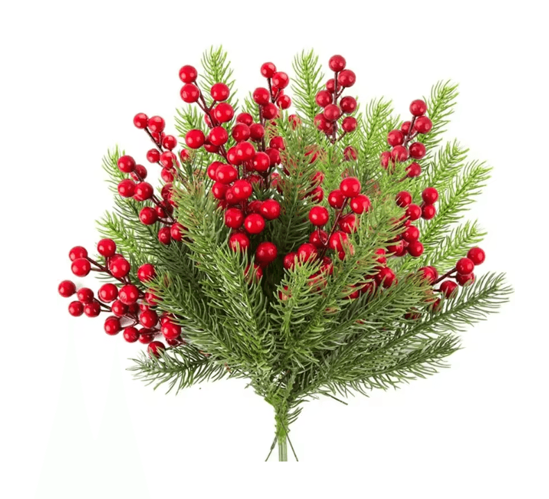 EverJoy Christmas Pine And Berry Branches Set Of 10 5