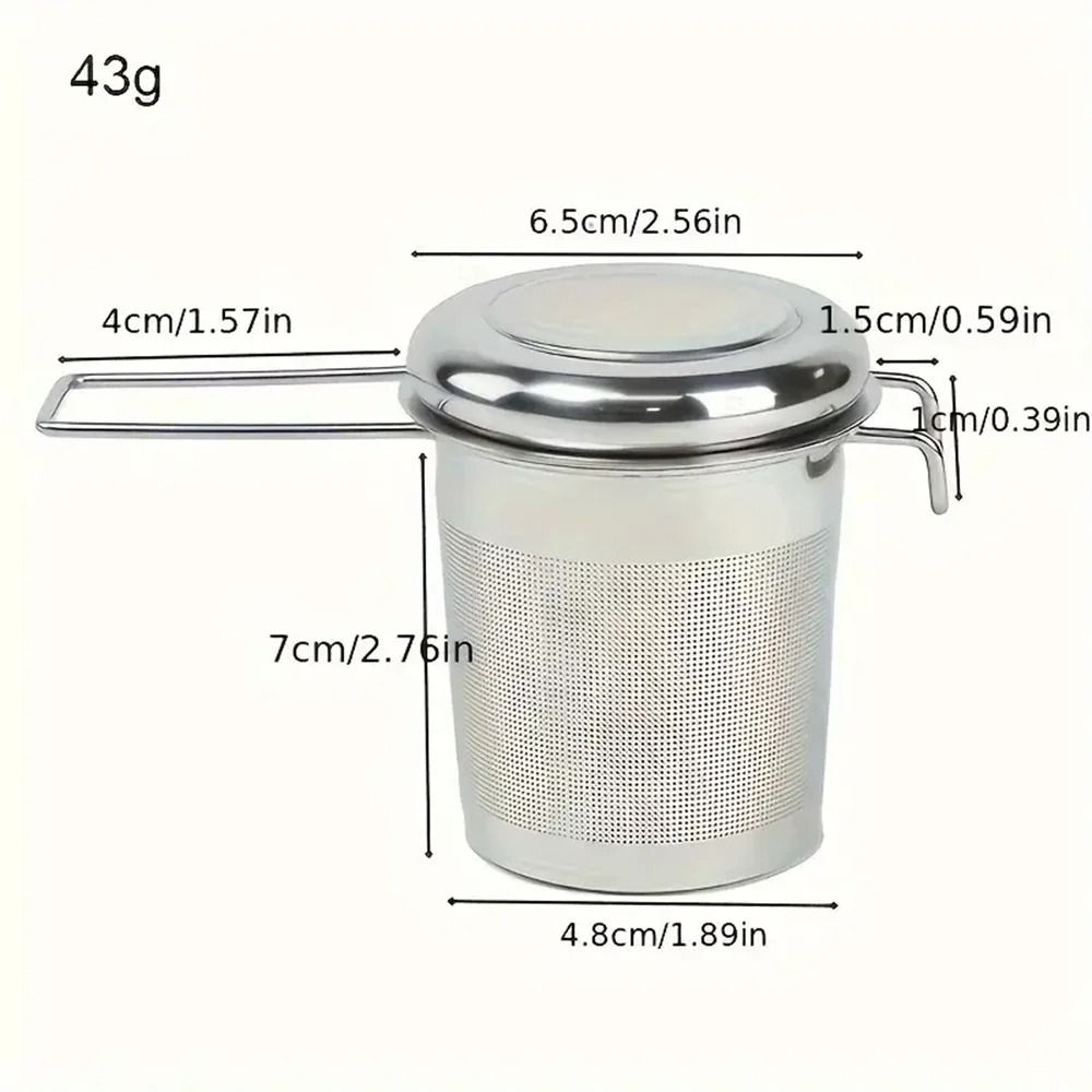 Stainless Steel Tea Filter With Folding Handle And Lid 4