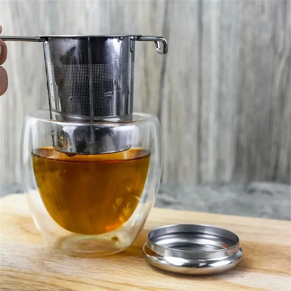 Stainless Steel Tea Filter With Folding Handle And Lid 5