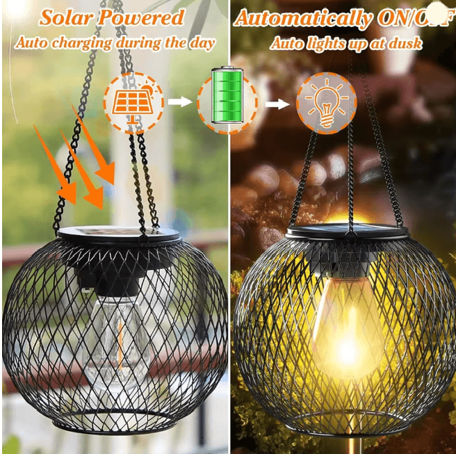 SolarGlow Outdoor Hanging Lantern Waterproof Garden Light 1