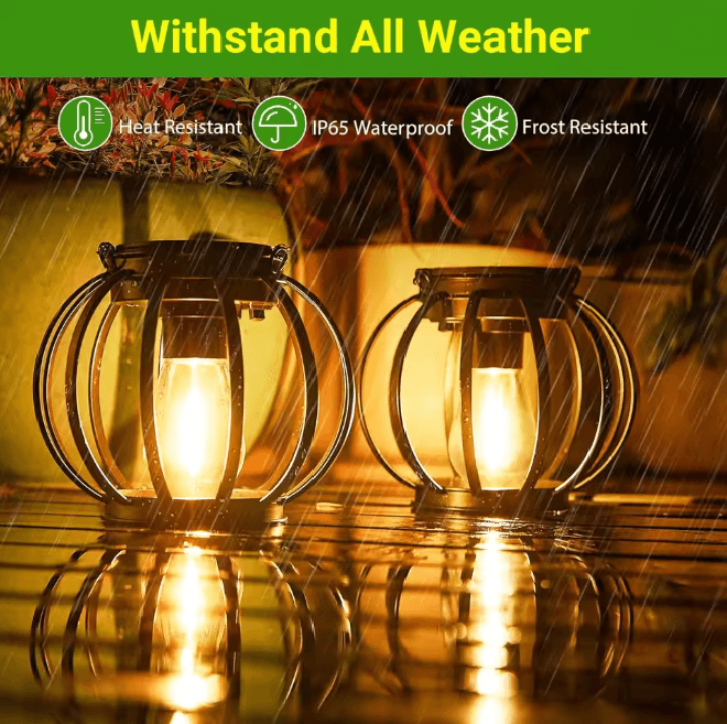 SolarGlow Outdoor Hanging Lantern Waterproof Garden Light 3