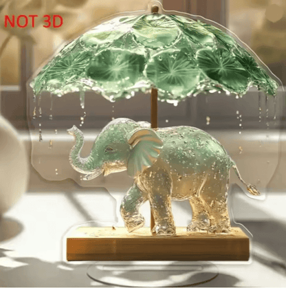 EleGrace Bohemian Elephant Figurine With Lotus Umbrella Home Decor 1