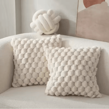 CozyWeave 3D Plush Throw Pillowcase with Pineapple Grid Pattern