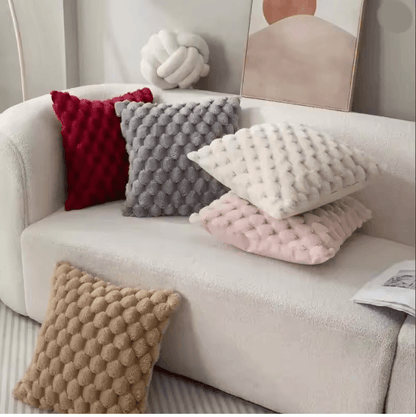 CozyWeave 3D Plush Throw Pillowcase With Pineapple Grid Pattern 1