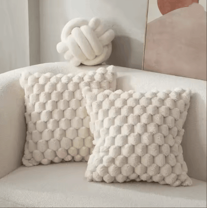 CozyWeave 3D Plush Throw Pillowcase With Pineapple Grid Pattern 3