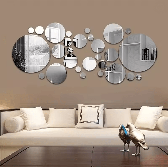 ReflectaSet 3D Acrylic Mirror Wall Stickers Round Decorative Set