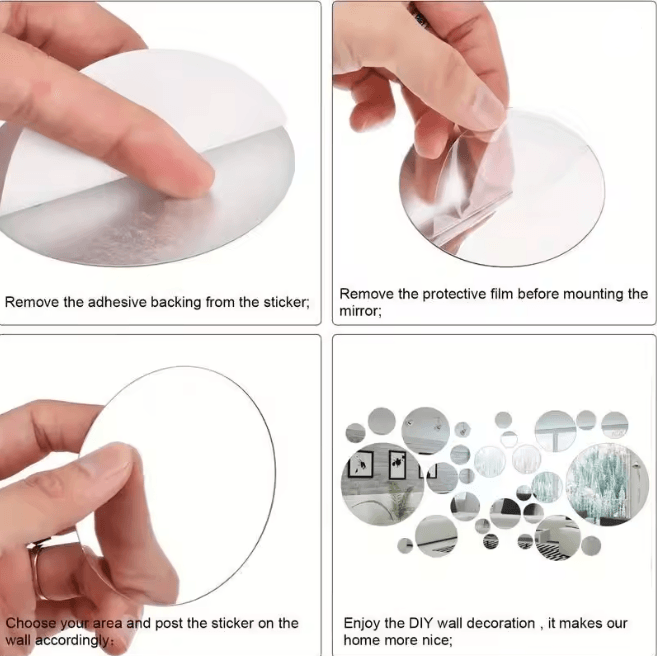 ReflectaSet 3D Acrylic Mirror Wall Stickers Round Decorative Set 1