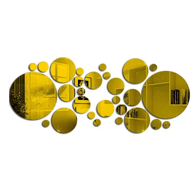 ReflectaSet 3D Acrylic Mirror Wall Stickers Round Decorative Set 6