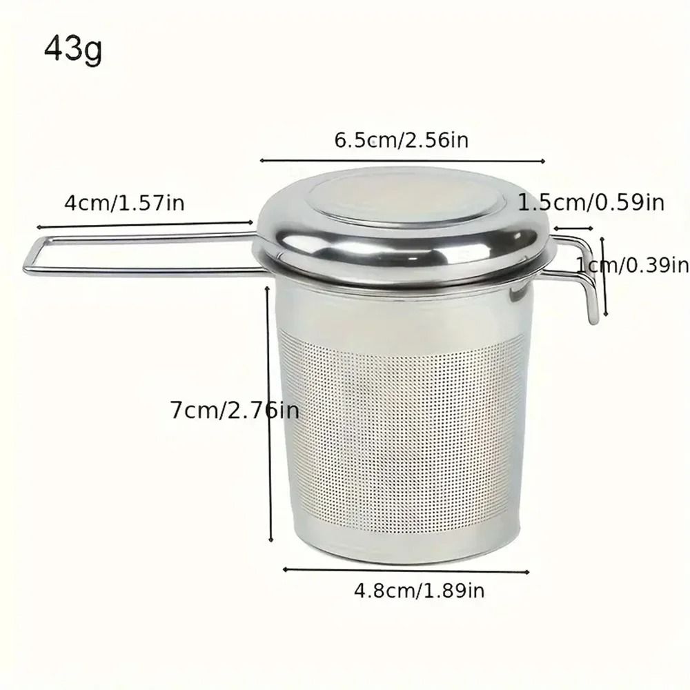 Premium Stainless Steel Tea Filter With Extended Folding Handle And Lid 4