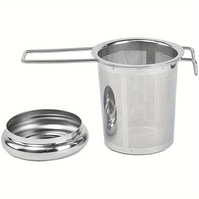 Premium Stainless Steel Tea Filter With Extended Folding Handle And Lid 6