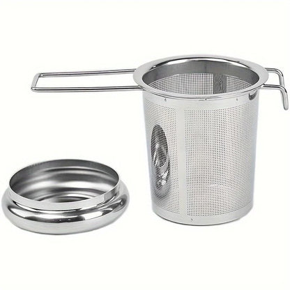 Premium Stainless Steel Tea Filter With Extended Folding Handle And Lid 6