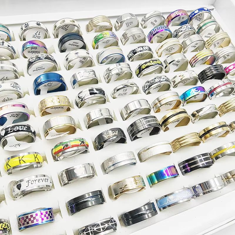 Mixed Style Stainless Steel Finger Rings Set 20 Pieces For Men And Women 6
