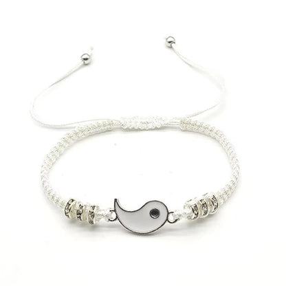 Couple Black White Tai Chi Adjustable Rope Bracelet Set 3