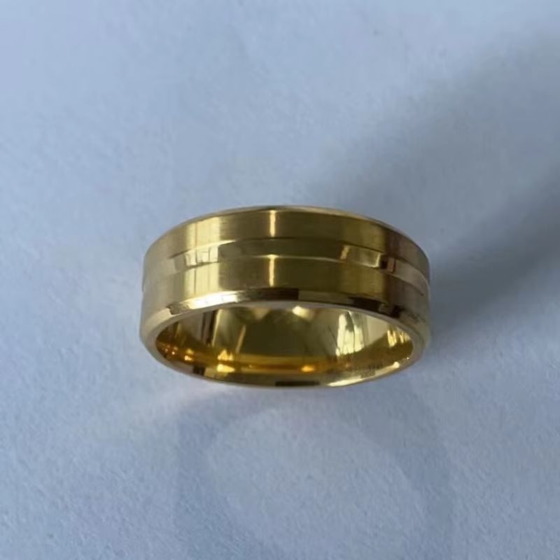 Fashion 8mm Mens Black Tungsten Wedding Band With Groove Beveled Edge 5