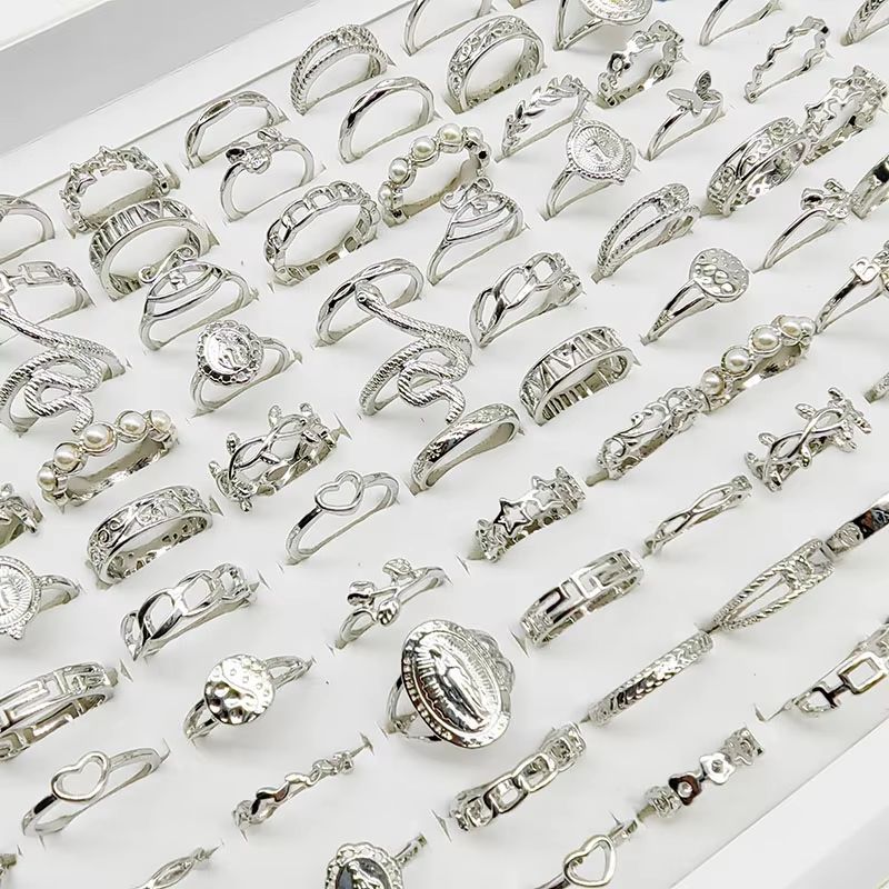 Mix Style Pearl Silver Color Rings Set 30 Pieces For Girls