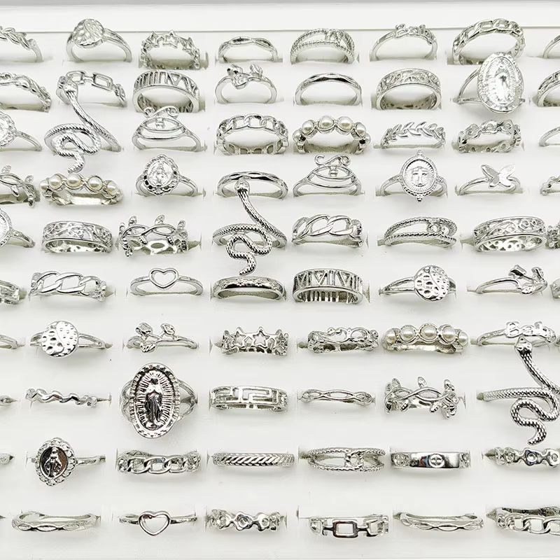 Mix Style Pearl Silver Color Rings Set 30 Pieces For Girls 3