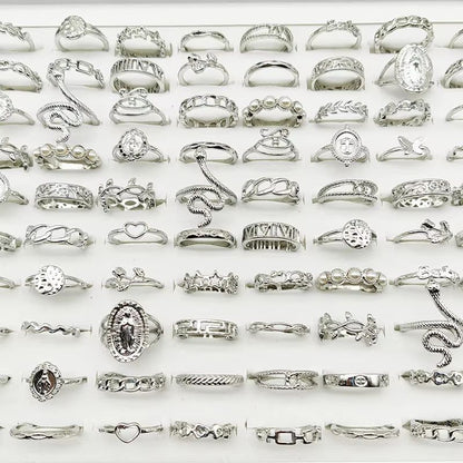 Mix Style Pearl Silver Color Rings Set 30 Pieces For Girls 3
