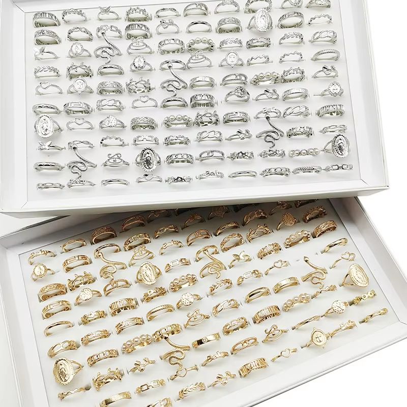 Mix Style Pearl Silver Color Rings Set 30 Pieces For Girls 8