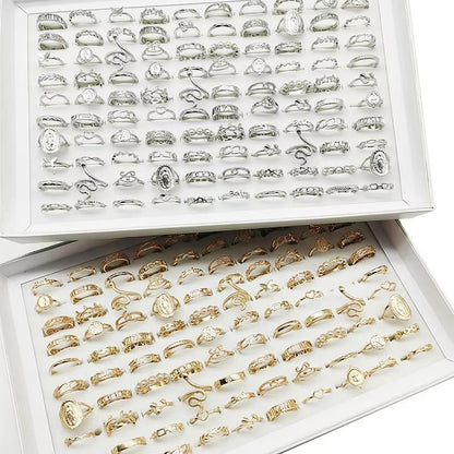 Mix Style Pearl Silver Color Rings Set 30 Pieces For Girls 8