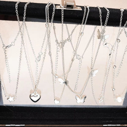 Silver Butterfly Heart Pearl Jewelry Set 51 Piece Collection For Women 1