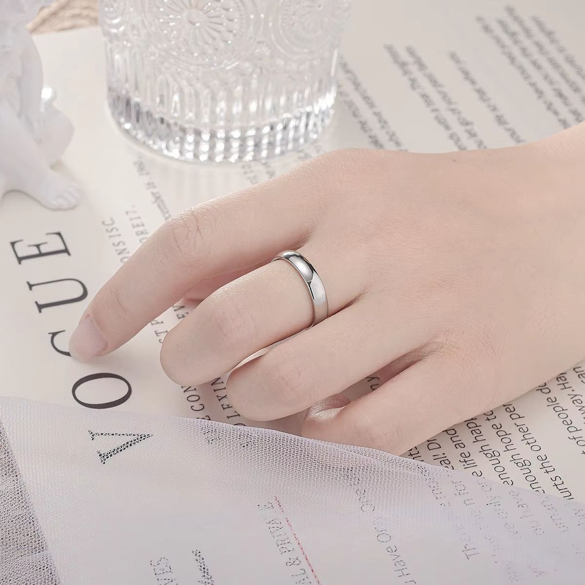 Gold Plated Simple Couple Wedding Engagement Ring 5